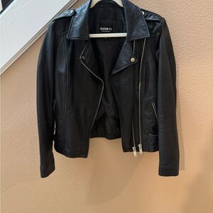 Barneys Originals Black Lambskin Leather Moto Jacket